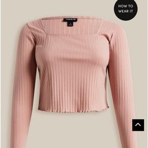 Knit Rib Square Neck Long Sleeve Tee